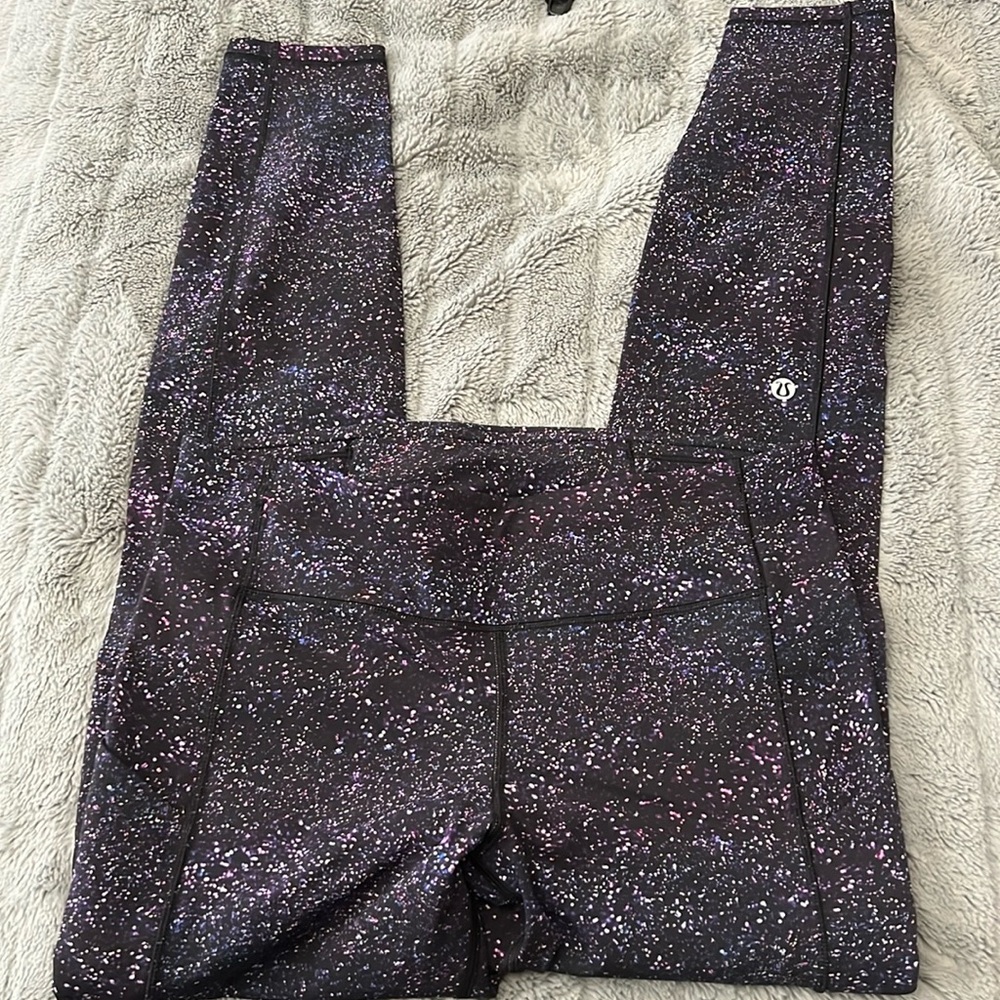 Lululemon hi rise wunder under leggings luxtreme purple galaxy splatter 8